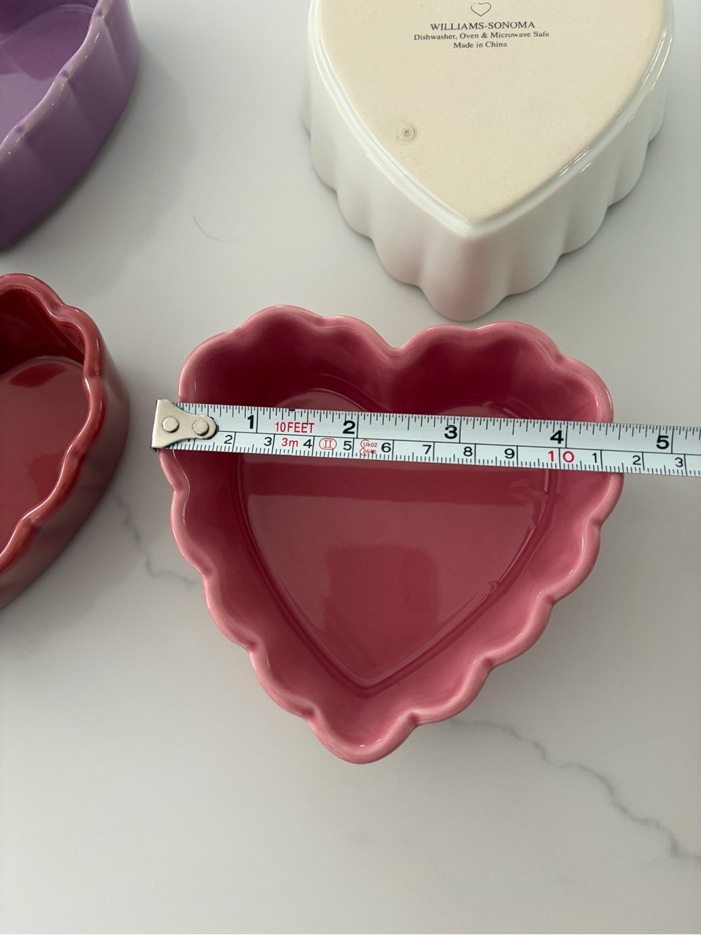 Williams Sonoma Set of 4 Scalloped Heart Dessert Bowls Ramekins New not used. - Picture 5 of 7